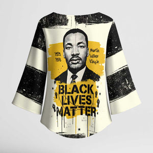 Martin Luther King Jr Kimono Sleeve Blouse Black Lives Matter Street Art Portrait Civil Rights Tribute Bold Striped - African Pride