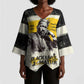 Martin Luther King Jr Kimono Sleeve Blouse Black Lives Matter Street Art Portrait Civil Rights Tribute Bold Striped - African Pride