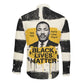 Martin Luther King Jr Long Sleeve Button Shirt Black Lives Matter Street Art Portrait Civil Rights Tribute Bold Striped - African Pride