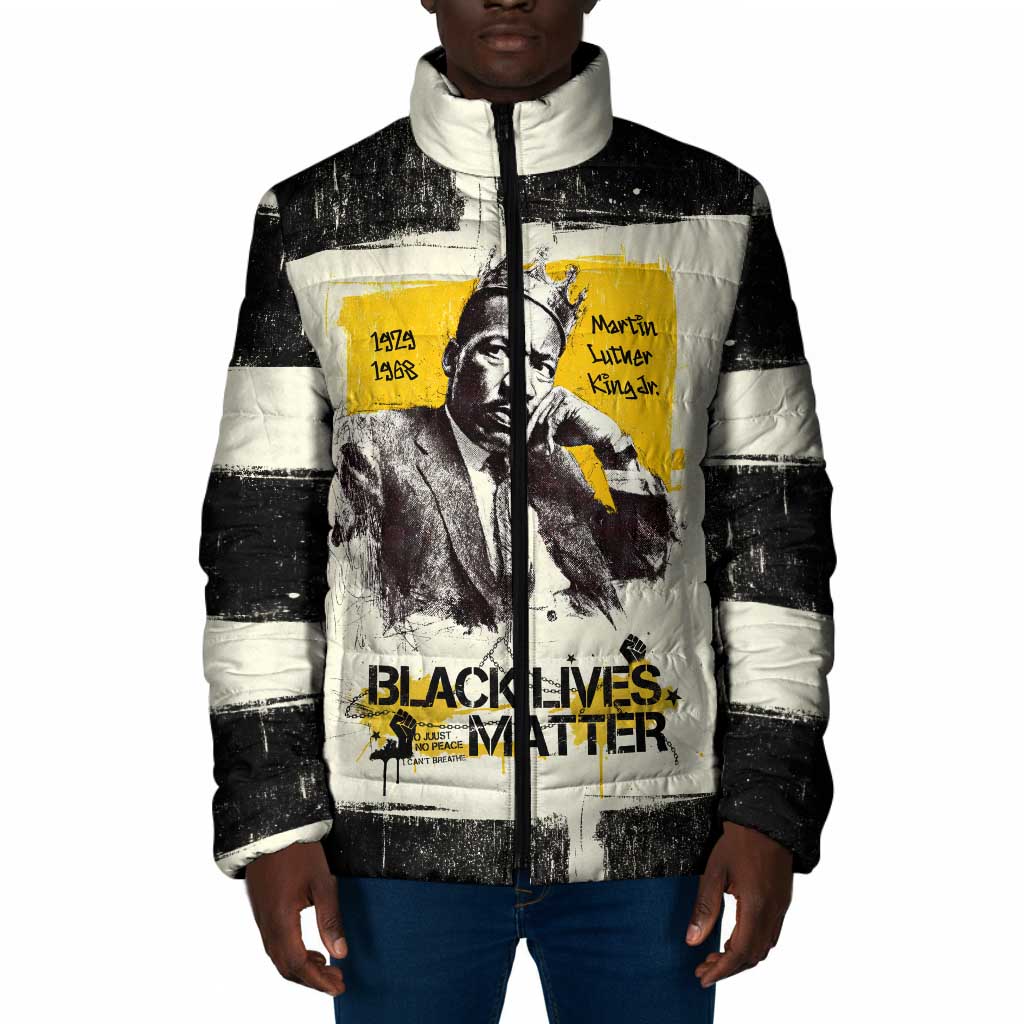 Martin Luther King Jr Padded Jacket Black Lives Matter Street Art Portrait Civil Rights Tribute Bold Striped - African Pride