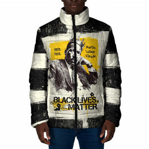 Martin Luther King Jr Padded Jacket Black Lives Matter Street Art Portrait Civil Rights Tribute Bold Striped - African Pride