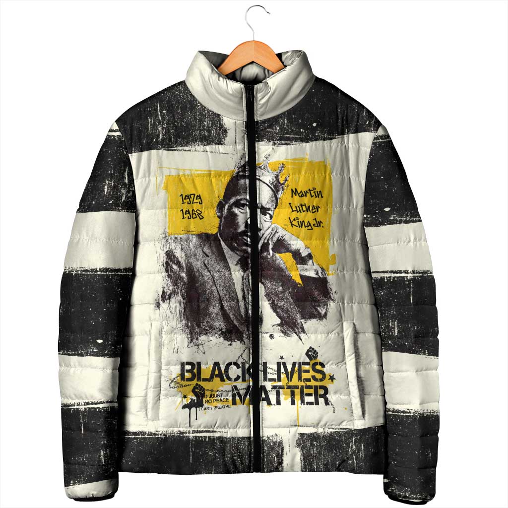 Martin Luther King Jr Padded Jacket Black Lives Matter Street Art Portrait Civil Rights Tribute Bold Striped - African Pride