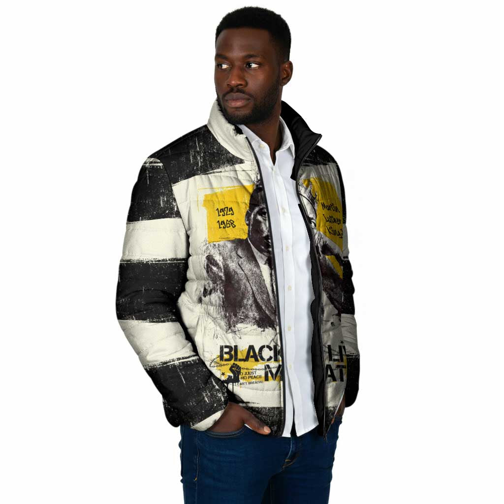 Martin Luther King Jr Padded Jacket Black Lives Matter Street Art Portrait Civil Rights Tribute Bold Striped - African Pride