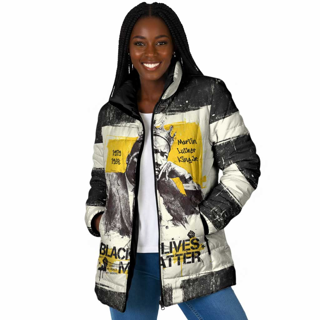 Martin Luther King Jr Padded Jacket Black Lives Matter Street Art Portrait Civil Rights Tribute Bold Striped - African Pride