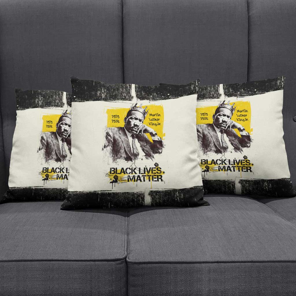 Martin Luther King Jr Pillow Cover Black Lives Matter Street Art Portrait Civil Rights Tribute Bold Striped - African Pride