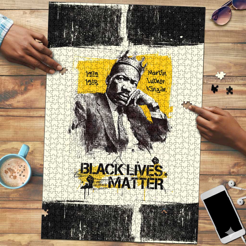 Martin Luther King Jr Puzzle Black Lives Matter Street Art Portrait Civil Rights Tribute Bold Striped - African Pride