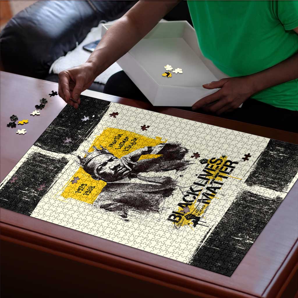 Martin Luther King Jr Puzzle Black Lives Matter Street Art Portrait Civil Rights Tribute Bold Striped - African Pride