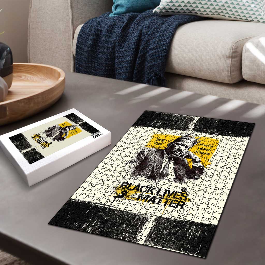 Martin Luther King Jr Puzzle Black Lives Matter Street Art Portrait Civil Rights Tribute Bold Striped - African Pride
