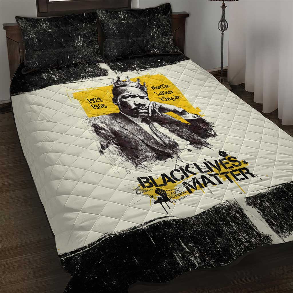 Martin Luther King Jr Quilt Bed Set Black Lives Matter Street Art Portrait Civil Rights Tribute Bold Striped - African Pride