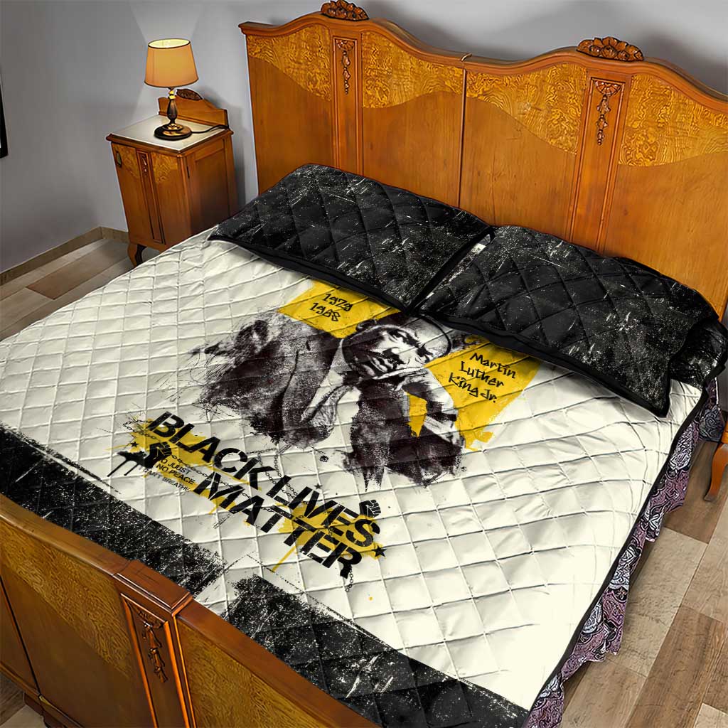Martin Luther King Jr Quilt Bed Set Black Lives Matter Street Art Portrait Civil Rights Tribute Bold Striped - African Pride