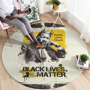 Martin Luther King Jr Round Carpet Black Lives Matter Street Art Portrait Civil Rights Tribute Bold Striped - African Pride
