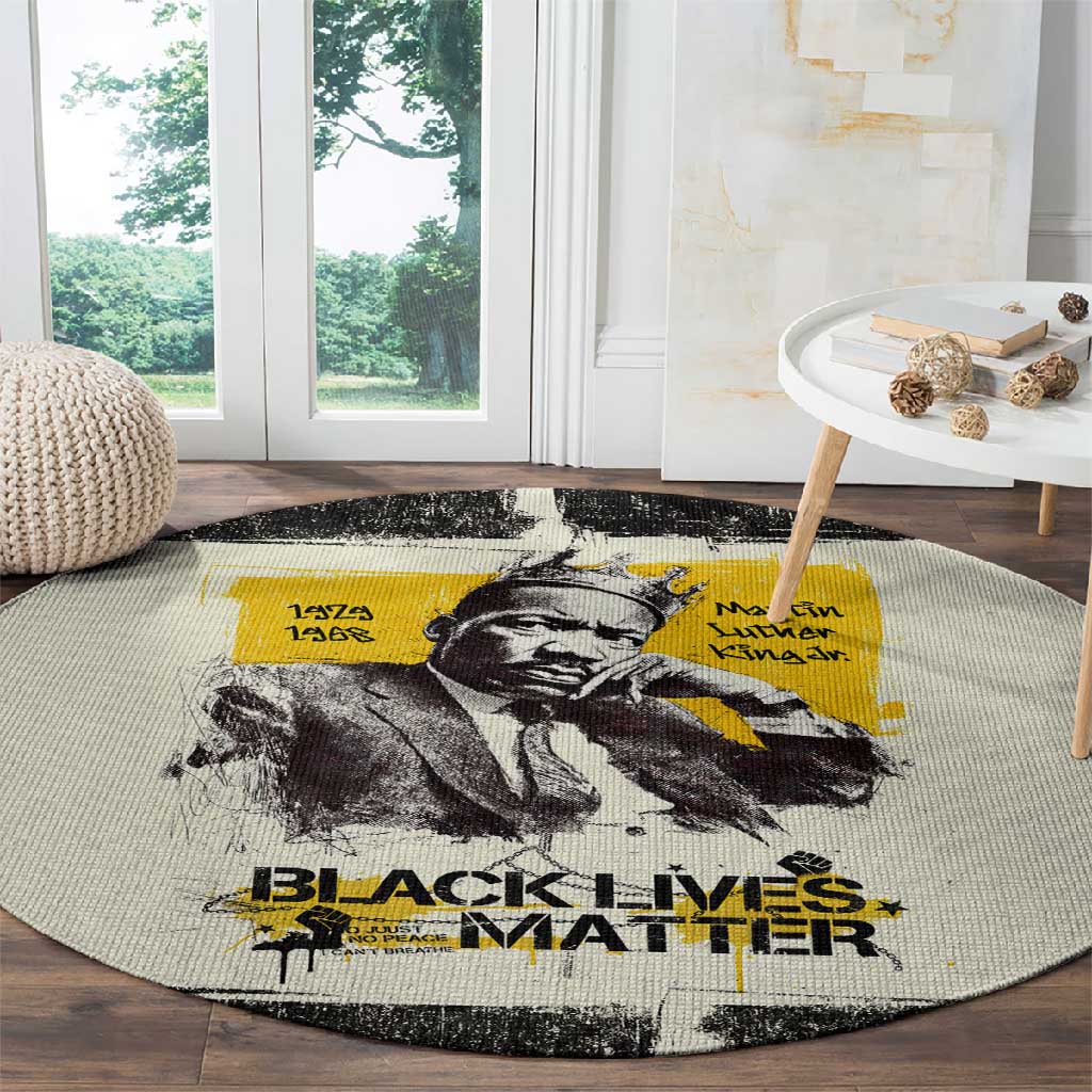 Martin Luther King Jr Round Carpet Black Lives Matter Street Art Portrait Civil Rights Tribute Bold Striped - African Pride