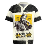 Martin Luther King Jr Rugby Jersey Black Lives Matter Street Art Portrait Civil Rights Tribute Bold Striped TS04
