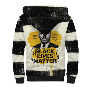 Martin Luther King Jr Sherpa Hoodie Black Lives Matter Street Art Portrait Civil Rights Tribute Bold Striped - African Pride