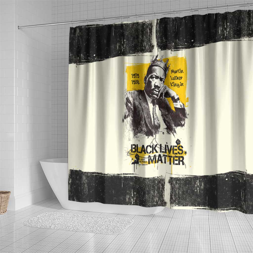 Martin Luther King Jr Shower Curtain Black Lives Matter Street Art Portrait Civil Rights Tribute Bold Striped - African Pride