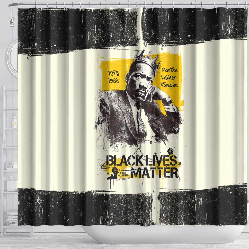 Martin Luther King Jr Shower Curtain Black Lives Matter Street Art Portrait Civil Rights Tribute Bold Striped - African Pride