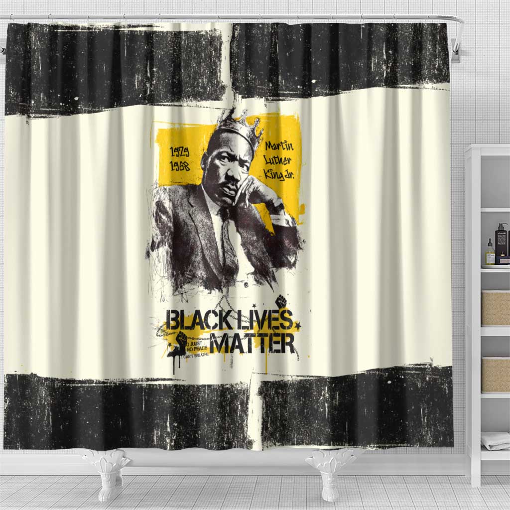 Martin Luther King Jr Shower Curtain Black Lives Matter Street Art Portrait Civil Rights Tribute Bold Striped - African Pride