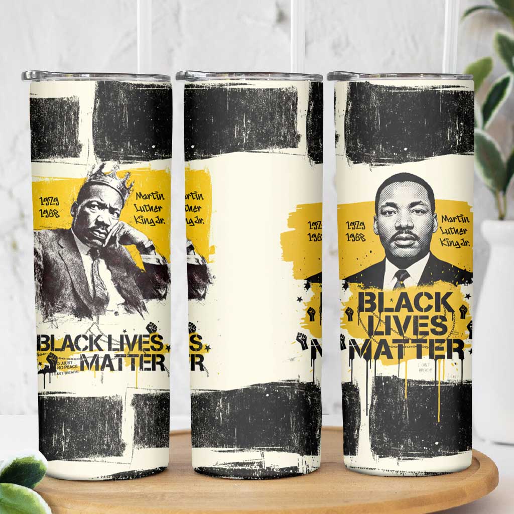 Martin Luther King Jr Skinny Tumbler Black Lives Matter Street Art Portrait Civil Rights Tribute Bold Striped - African Pride