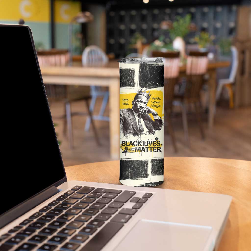 Martin Luther King Jr Skinny Tumbler Black Lives Matter Street Art Portrait Civil Rights Tribute Bold Striped - African Pride