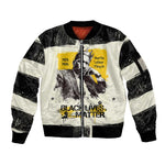 Martin Luther King Jr Sleeve Zip Bomber Jacket Black Lives Matter Street Art Portrait Civil Rights Tribute Bold Striped - African Pride