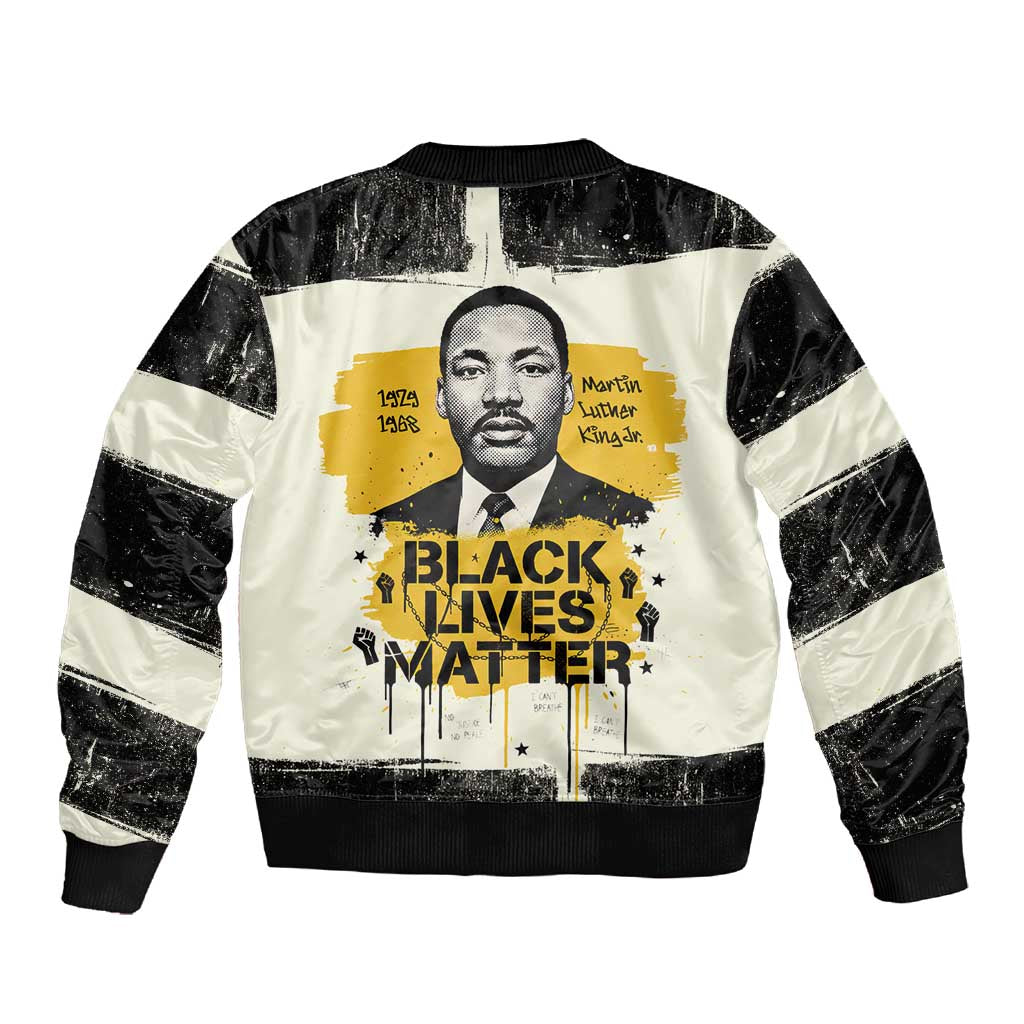 Martin Luther King Jr Sleeve Zip Bomber Jacket Black Lives Matter Street Art Portrait Civil Rights Tribute Bold Striped - African Pride
