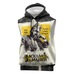 Martin Luther King Jr Sleeveless Hoodie Black Lives Matter Street Art Portrait Civil Rights Tribute Bold Striped - African Pride