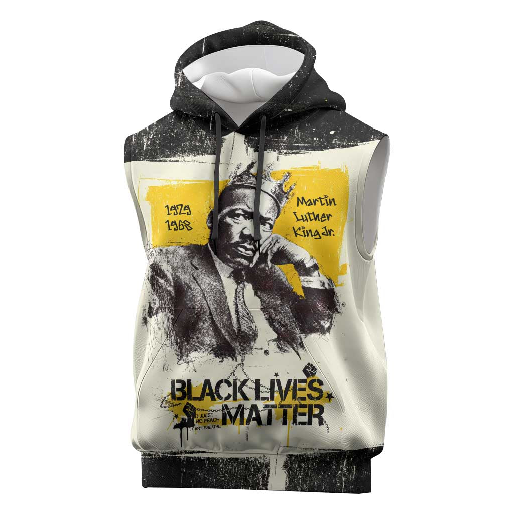 Martin Luther King Jr Sleeveless Hoodie Black Lives Matter Street Art Portrait Civil Rights Tribute Bold Striped - African Pride