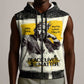 Martin Luther King Jr Sleeveless Zip Hoodie Black Lives Matter Street Art Portrait Civil Rights Tribute Bold Striped - African Pride