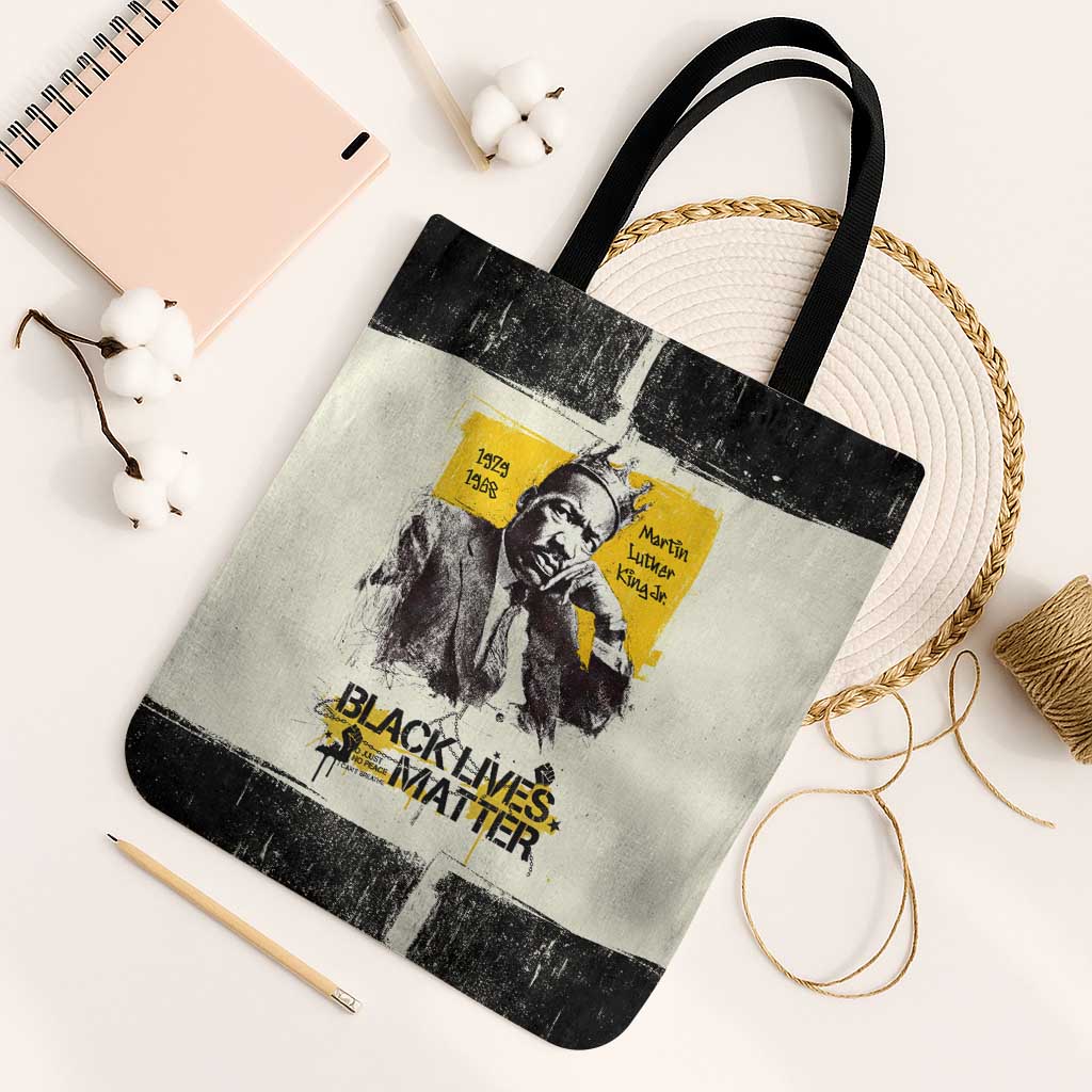 Martin Luther King Jr Tote Bag Black Lives Matter Street Art Portrait Civil Rights Tribute Bold Striped - African Pride