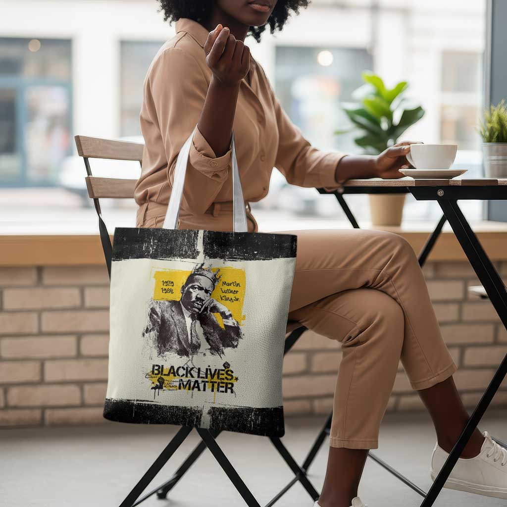 Martin Luther King Jr Tote Bag Black Lives Matter Street Art Portrait Civil Rights Tribute Bold Striped - African Pride