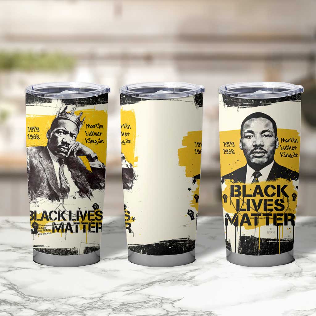 Martin Luther King Jr Tumbler Cup Black Lives Matter Street Art Portrait Civil Rights Tribute Bold Striped - African Pride