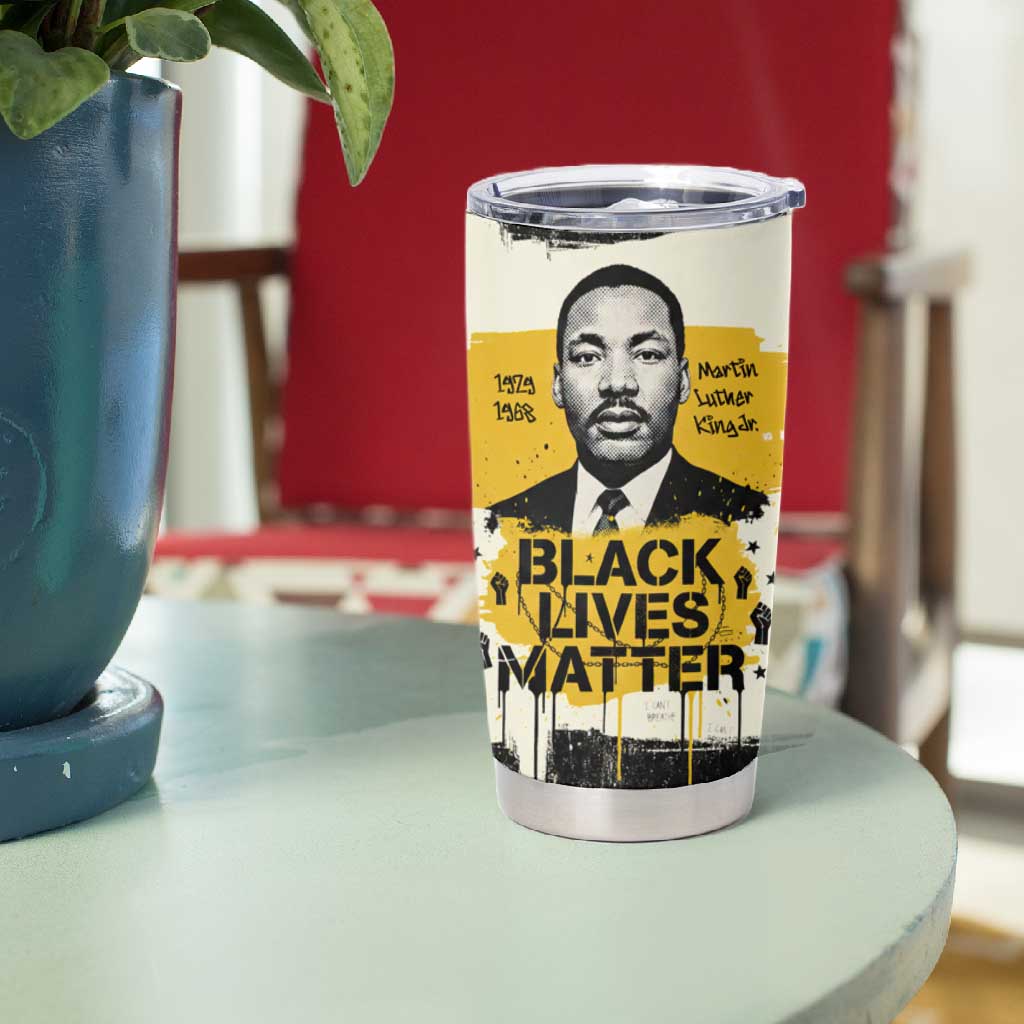 Martin Luther King Jr Tumbler Cup Black Lives Matter Street Art Portrait Civil Rights Tribute Bold Striped - African Pride