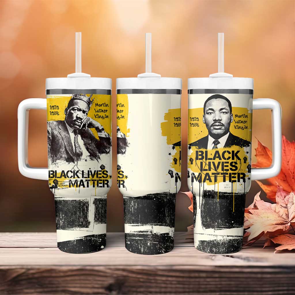 Martin Luther King Jr Tumbler With Handle Black Lives Matter Street Art Portrait Civil Rights Tribute Bold Striped - African Pride
