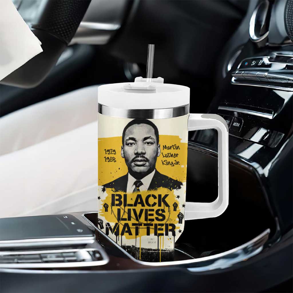 Martin Luther King Jr Tumbler With Handle Black Lives Matter Street Art Portrait Civil Rights Tribute Bold Striped - African Pride