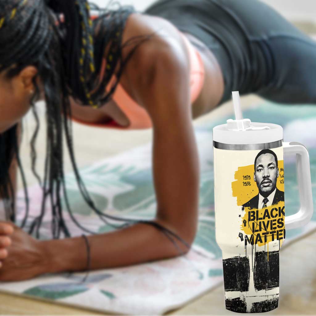 Martin Luther King Jr Tumbler With Handle Black Lives Matter Street Art Portrait Civil Rights Tribute Bold Striped - African Pride