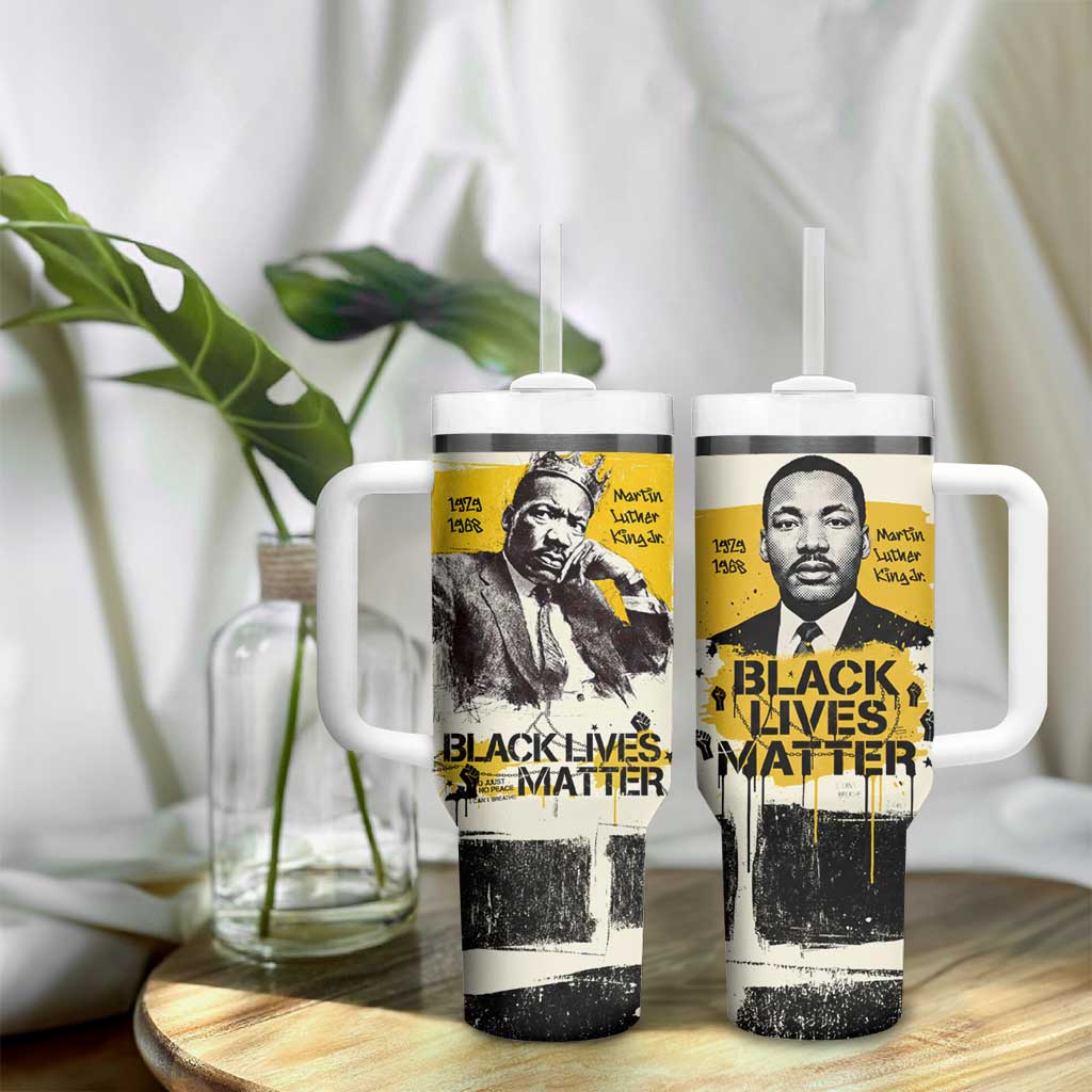 Martin Luther King Jr Tumbler With Handle Black Lives Matter Street Art Portrait Civil Rights Tribute Bold Striped - African Pride