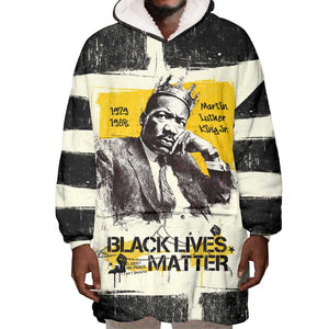 Martin Luther King Jr Wearable Blanket Hoodie Black Lives Matter Street Art Portrait Civil Rights Tribute Bold Striped - African Pride