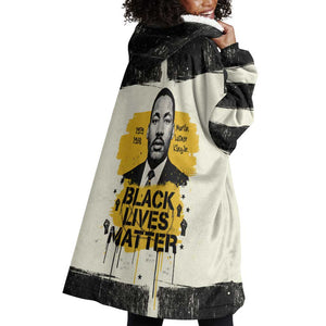 Martin Luther King Jr Wearable Blanket Hoodie Black Lives Matter Street Art Portrait Civil Rights Tribute Bold Striped - African Pride