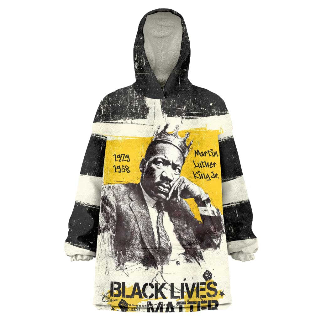 Martin Luther King Jr Wearable Blanket Hoodie Black Lives Matter Street Art Portrait Civil Rights Tribute Bold Striped - African Pride