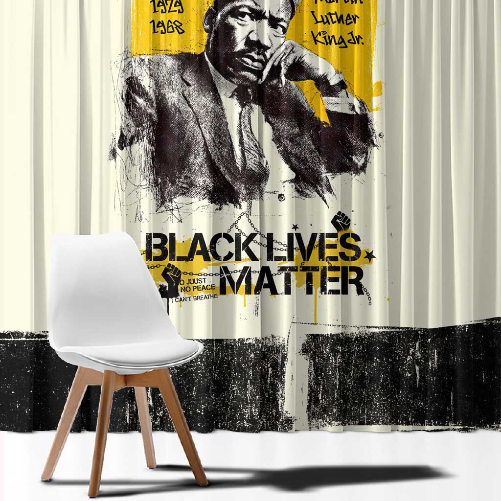 Martin Luther King Jr Window Curtain Black Lives Matter Street Art Portrait Civil Rights Tribute Bold Striped - African Pride