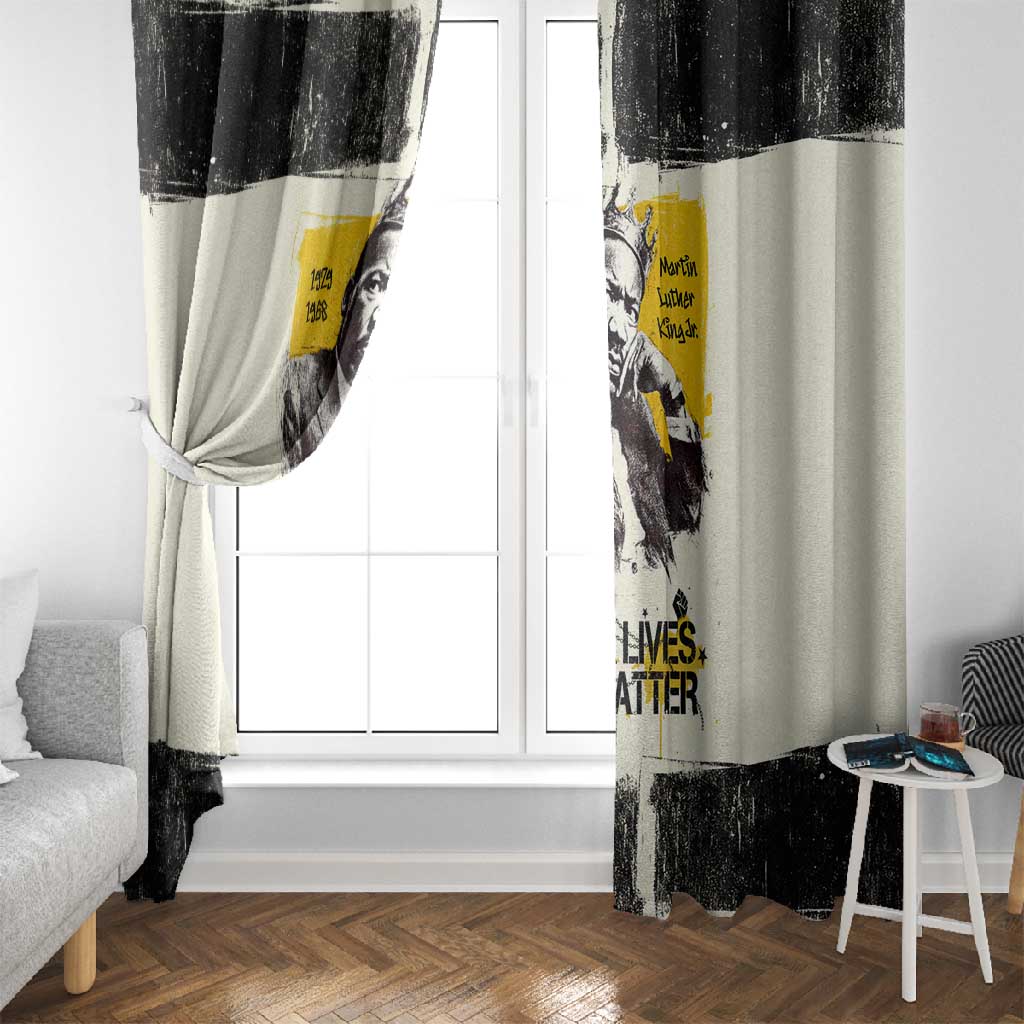 Martin Luther King Jr Window Curtain Black Lives Matter Street Art Portrait Civil Rights Tribute Bold Striped - African Pride