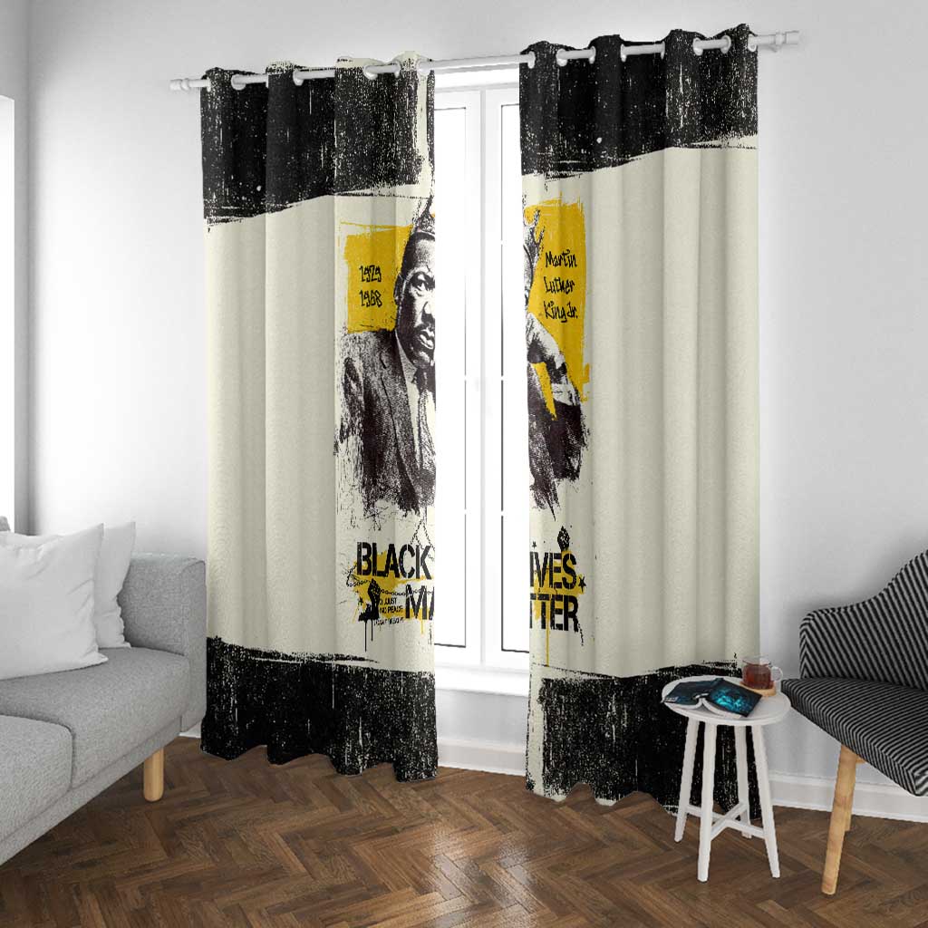 Martin Luther King Jr Window Curtain Black Lives Matter Street Art Portrait Civil Rights Tribute Bold Striped - African Pride