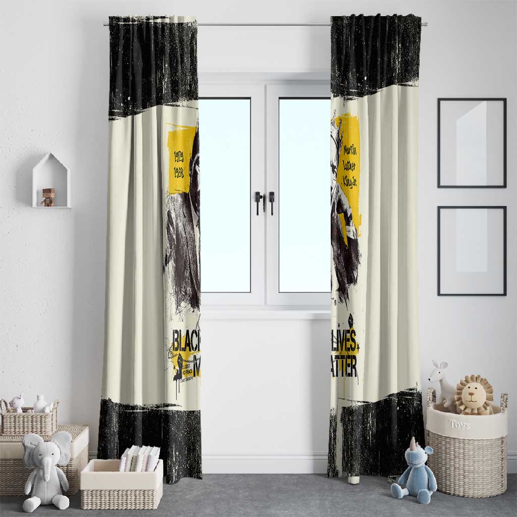 Martin Luther King Jr Window Curtain Black Lives Matter Street Art Portrait Civil Rights Tribute Bold Striped - African Pride