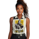 Martin Luther King Jr Women Sleeveless Polo Shirt Black Lives Matter Street Art Portrait Civil Rights Tribute Bold Striped - African Pride