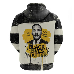 Martin Luther King Jr Zip Hoodie Black Lives Matter Street Art Portrait Civil Rights Tribute Bold Striped - African Pride