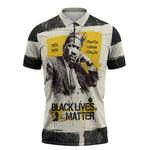 Martin Luther King Jr Zipper Polo Shirt Black Lives Matter Street Art Portrait Civil Rights Tribute Bold Striped - African Pride