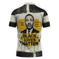 Martin Luther King Jr Zipper Polo Shirt Black Lives Matter Street Art Portrait Civil Rights Tribute Bold Striped - African Pride