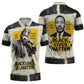 Martin Luther King Jr Zipper Polo Shirt Black Lives Matter Street Art Portrait Civil Rights Tribute Bold Striped - African Pride