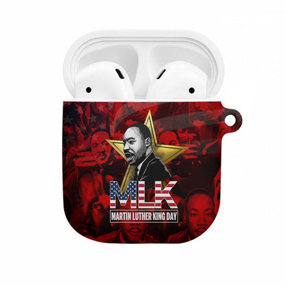 MLK Day AirPods Case Martin Luther King Jr Tribute American Flag Lettering - African Pride