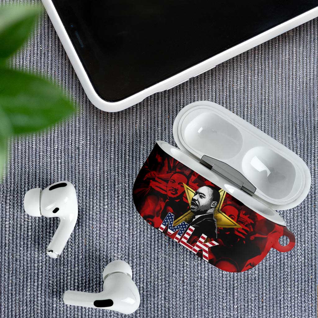 MLK Day AirPods Case Martin Luther King Jr Tribute American Flag Lettering - African Pride